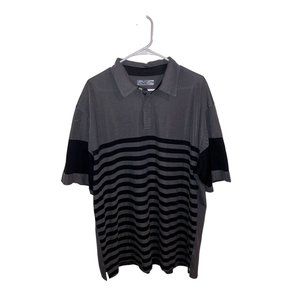 CALLAWAY Polo golf shirt Men size XXL Gray black stripes